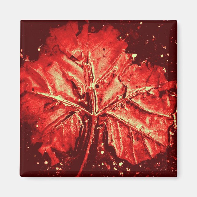 Pop Art Autumn Leaf Magnet (Vorne)
