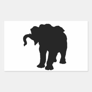 Pop Art Baby Elephant Silhouette Rechteckiger Aufkleber
