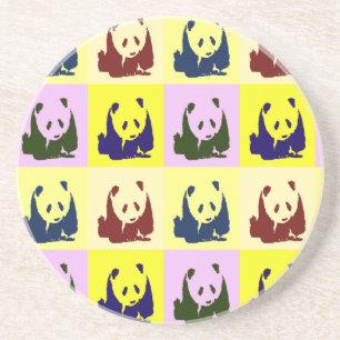 Pop Art Baby Pandas Sandstein Untersetzer