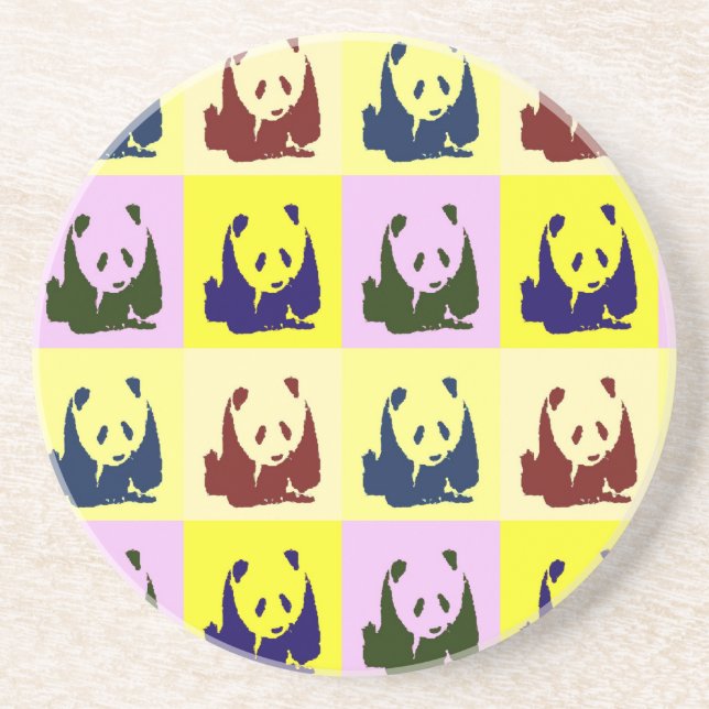 Pop Art Baby Pandas Sandstein Untersetzer (Vorne)