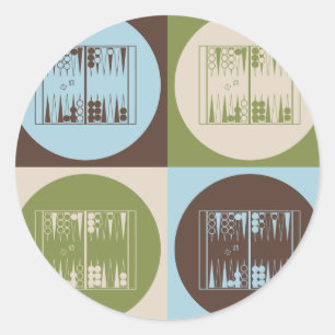 Pop Art Backgammon Runder Aufkleber