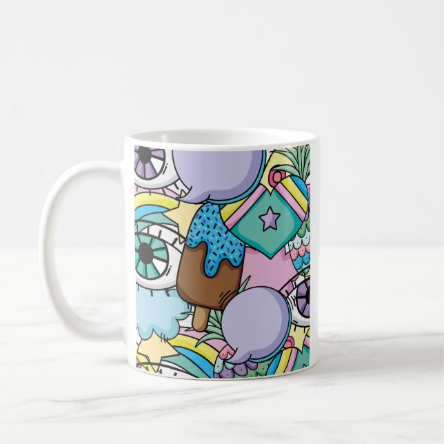 Pop Art Background Cartoon Kaffeetasse (Links)