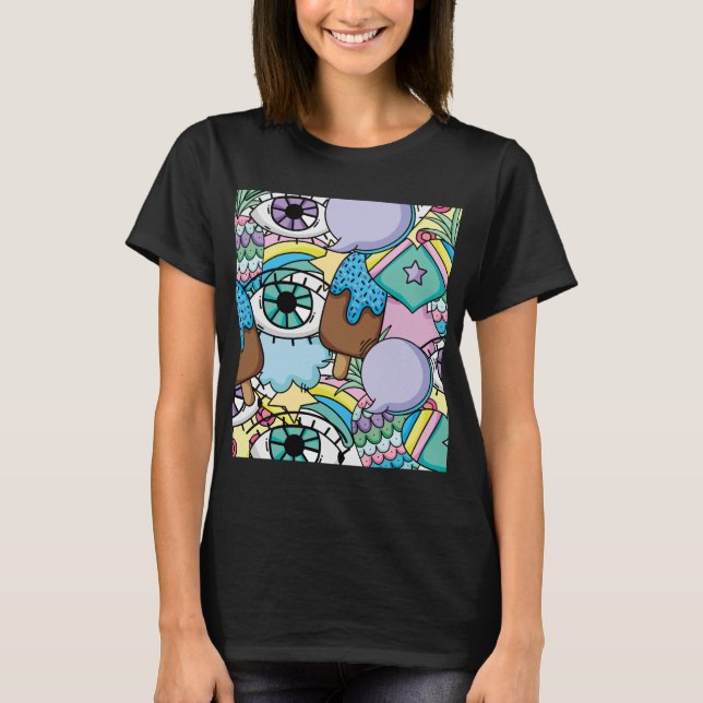 Pop Art Background Cartoon T-Shirt (Vorderseite)