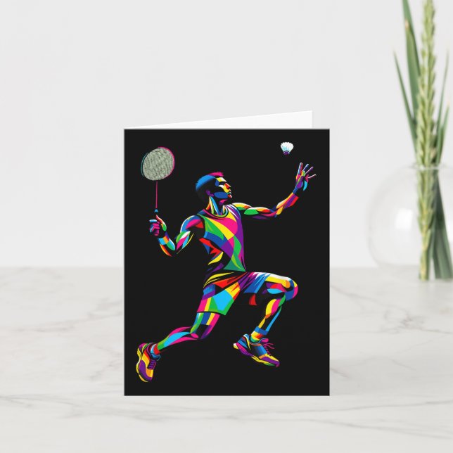 Pop Art Badminton Player Shuttle Badminto Karte (Vorderseite)