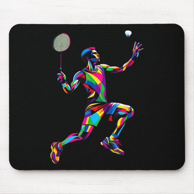 Pop Art Badminton Player Shuttle Badminto Mousepad (Vorne)