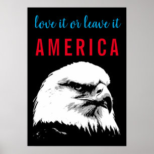 Pop Art Bald Eagle Liebe Verließ America Slogan Sa Poster