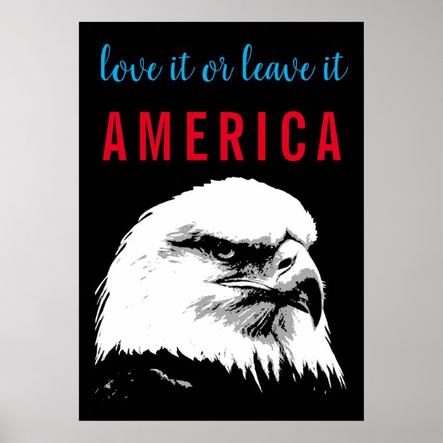 Pop Art Bald Eagle Liebe Verließ America Slogan Sa Poster (Vorne)