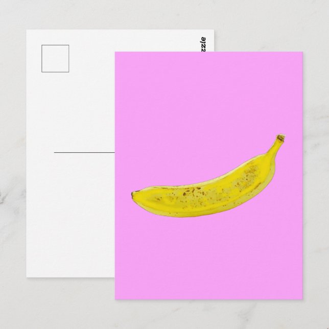 Pop Art Banana Rosa Hintergrund Postkarte (Vorne/Hinten)