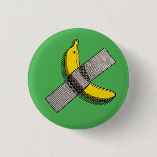 Pop-Art-Banane und Grafik mit Ducktape in Halbtonr Button