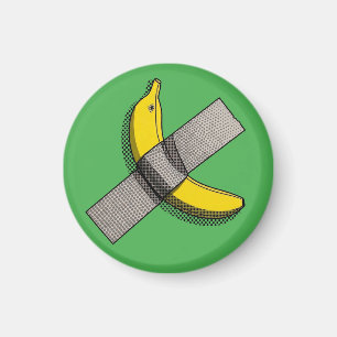 Pop-Art-Banane und Grafik mit Klebeband im Rastert Magnet