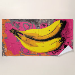 Pop-Art-Bananen mit urbanem Spritzhintergrund Strandtuch