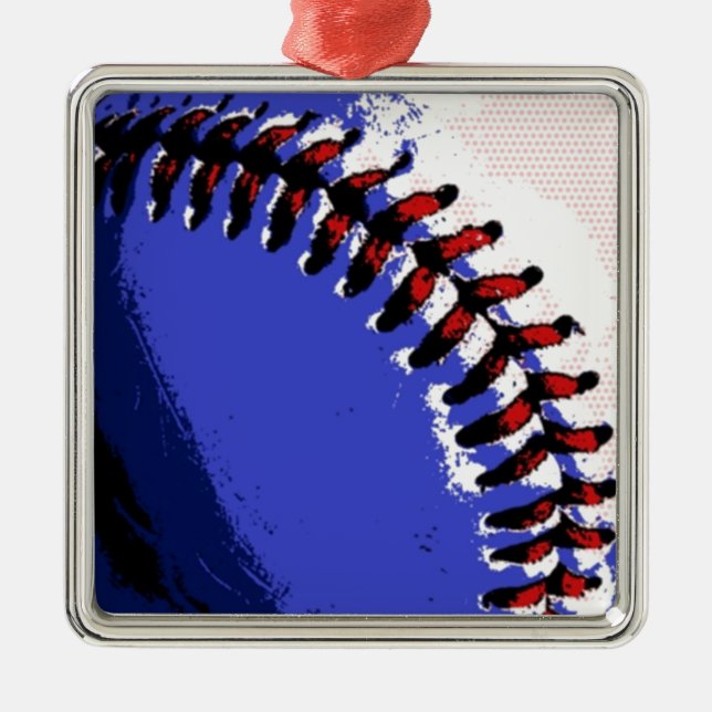 Pop Art Baseball Ornament Aus Metall (Vorne)