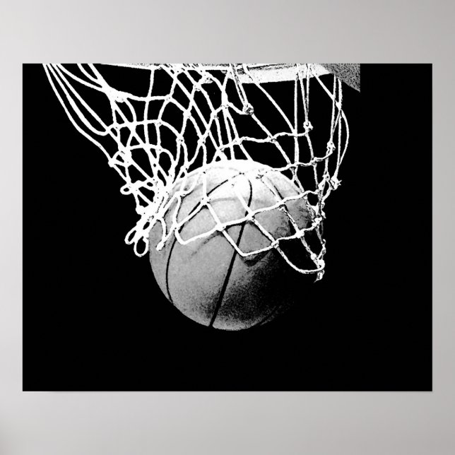 Pop Art Basketball Ball & Net Print Poster (Vorne)