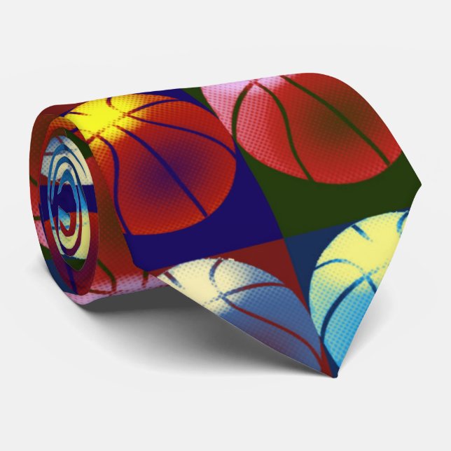 Pop Art Basketball Krawatte (Gerollt)
