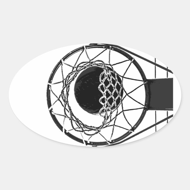 Pop Art Basketball Ovaler Aufkleber (Vorderseite)