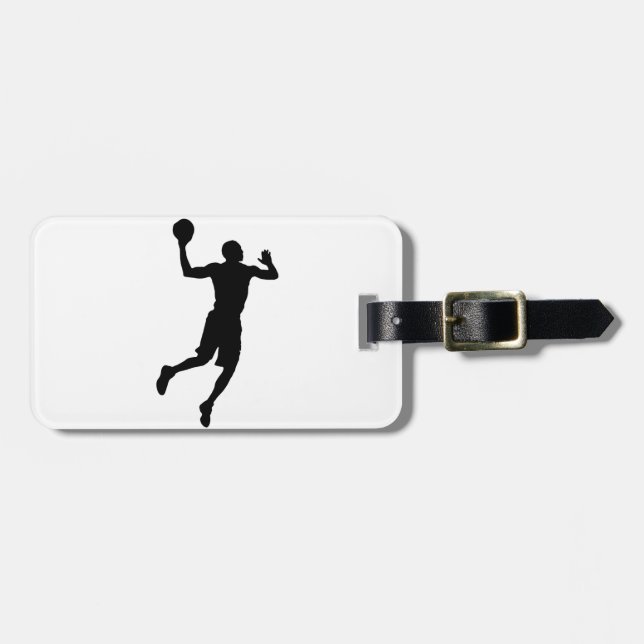 Pop Art Basketball Player Silhouette Gepäckanhänger (Vorderseite horizontal)