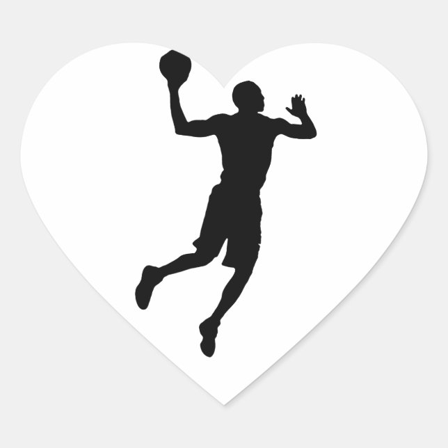 Pop Art Basketball Player Silhouette Herz-Aufkleber (Vorderseite)