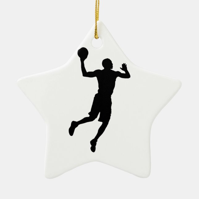 Pop Art Basketball Player Silhouette Keramikornament (Vorne)