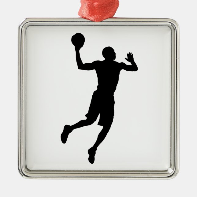 Pop Art Basketball Player Silhouette Ornament Aus Metall (Vorne)