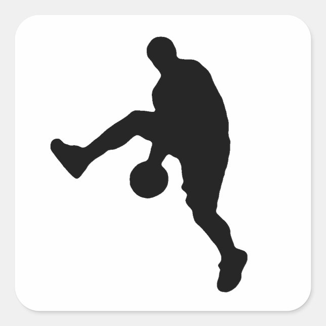 Pop Art Basketball Player Silhouette Quadratischer Aufkleber (Vorderseite)
