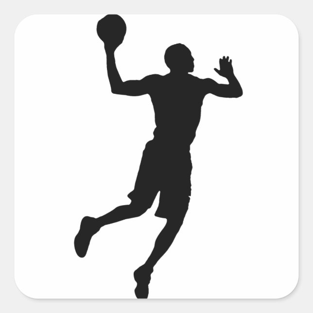 Pop Art Basketball Player Silhouette Quadratischer Aufkleber (Vorderseite)