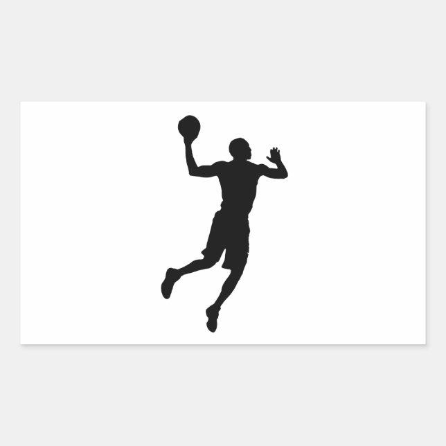 Pop Art Basketball Player Silhouette Rechteckiger Aufkleber (Vorderseite)