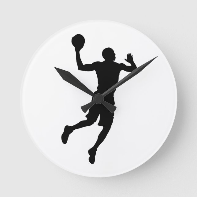 Pop Art Basketball Player Silhouette Runde Wanduhr (Vorderseite)