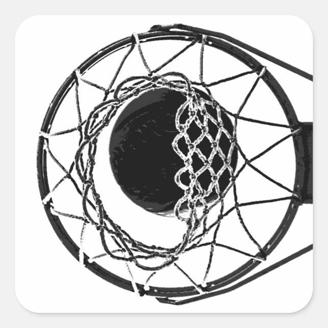 Pop Art Basketball Quadratischer Aufkleber (Vorderseite)