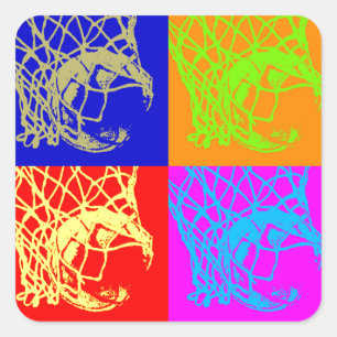 Pop Art Basketball Quadratischer Aufkleber