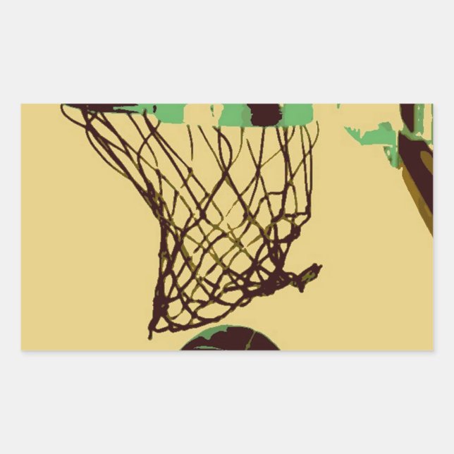 Pop Art Basketball Rechteckiger Aufkleber (Vorderseite)