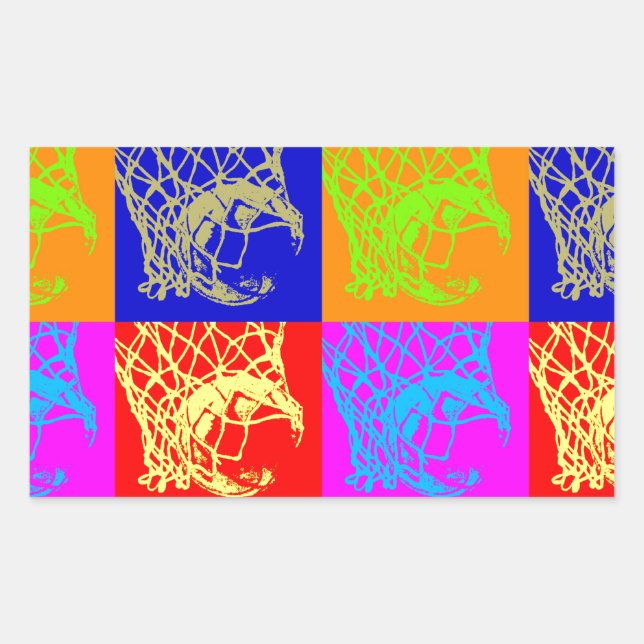 Pop Art Basketball Rechteckiger Aufkleber (Vorderseite)