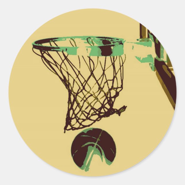 Pop Art Basketball Runder Aufkleber (Vorderseite)