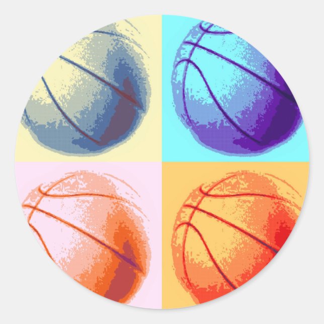 Pop Art Basketball Runder Aufkleber (Vorderseite)