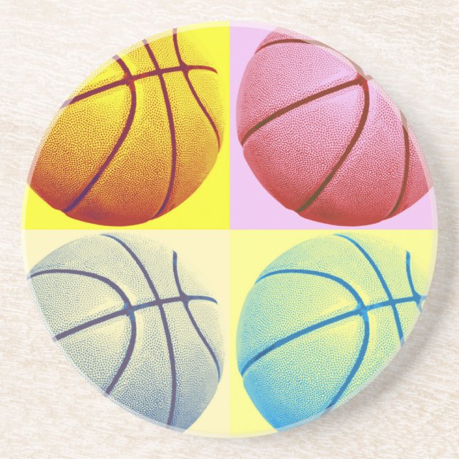 Pop Art Basketball Sandstein Untersetzer (Vorne)