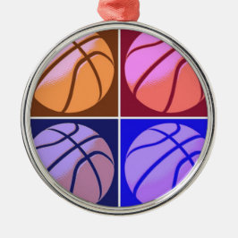 Pop Art Basketball Silbernes Ornament