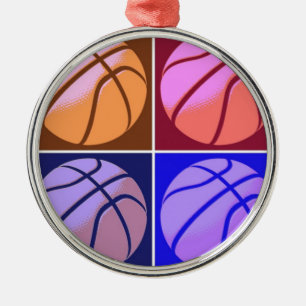 Pop Art Basketball Silbernes Ornament