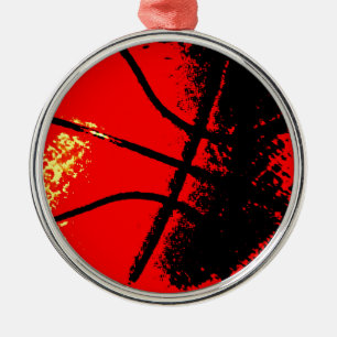 Pop Art Basketball Silbernes Ornament