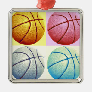 Pop Art Basketball Silbernes Ornament
