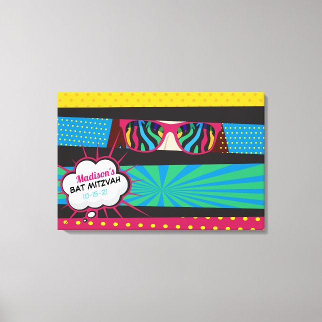 POP ART Bat Mitzvah Sign in MEMORY Board Leinwanddruck (Vorderseite)
