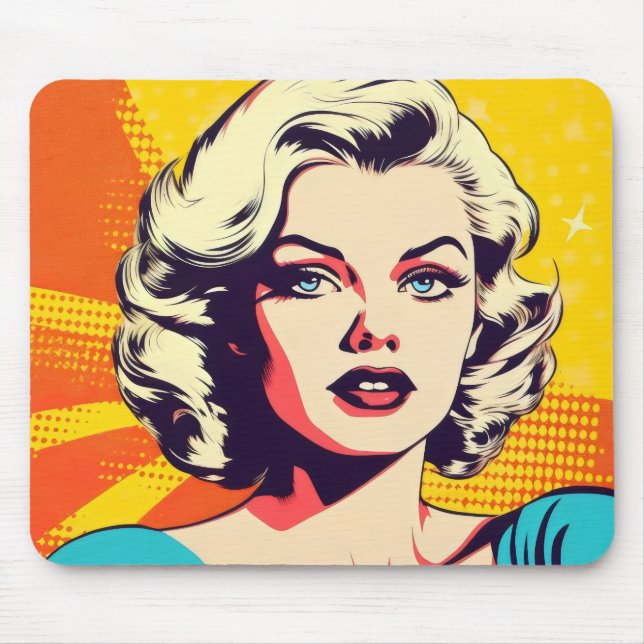 Pop Art Beauty Woman Mousepad (Vorne)