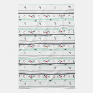 Pop-Art BEST MOM Streifen – Fette Retro-Liebe Geschirrtuch