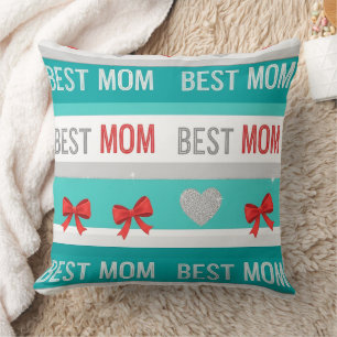Pop Art BESTE MUM Streifen – Fette Retro Liebe (3) Kissen