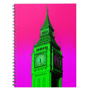 Pop Art Big Ben London Reise Pink Grün Notizblock