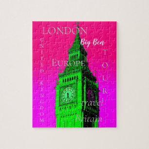 Pop Art Big Ben London Reise Pink Grün Puzzle