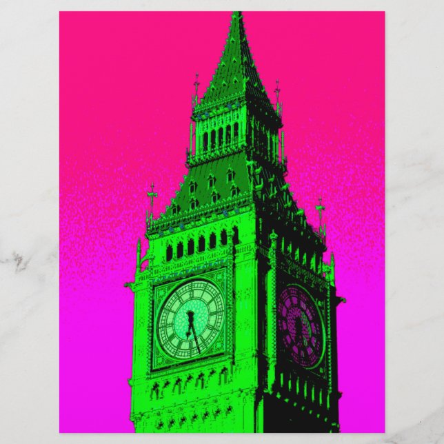Pop Art Big Ben London Travel Pink Green (Vorderseite)