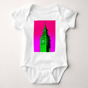 Pop Art Big Ben London Travel Pink Green Baby Strampler