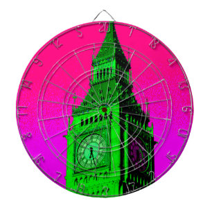 Pop Art Big Ben London Travel Pink Green Dartscheibe