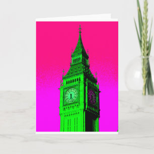 Pop Art Big Ben London Travel Pink Green Karte