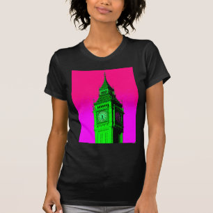 Pop Art Big Ben London Travel Pink Green T-Shirt
