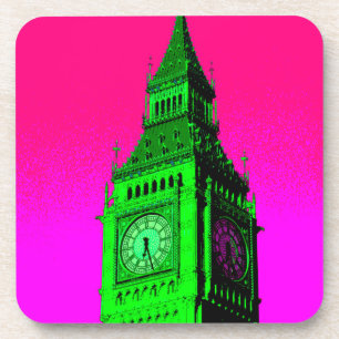 Pop Art Big Ben London Travel Pink Green Untersetzer
